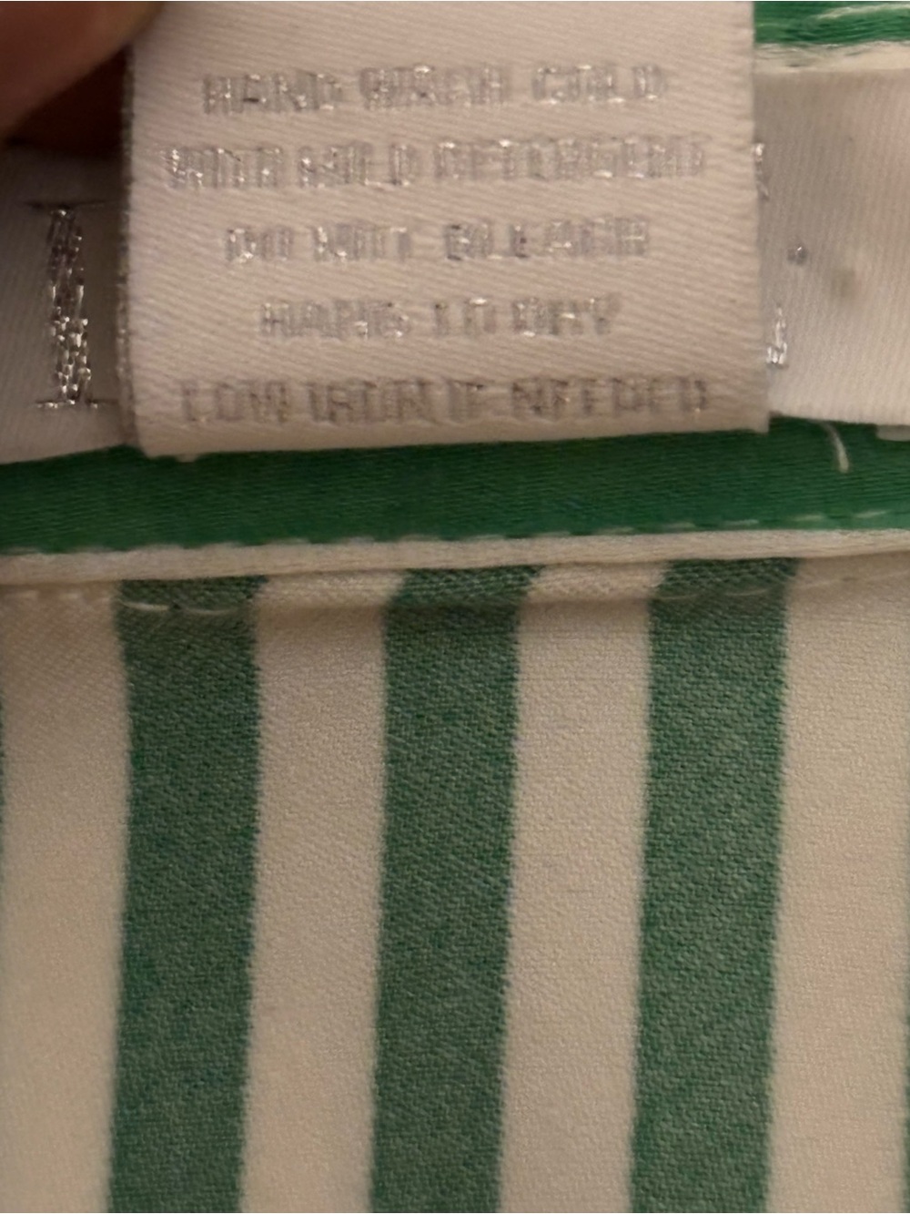 Green & White Striped Silk Button-Up Blouse size L, Non Iron brand LIFE - Picture 5 of 8